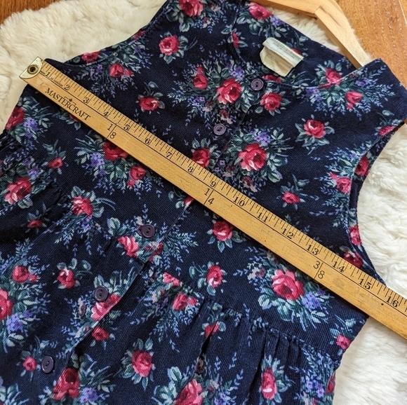 Vintage Laura Ashley floral print corduroy jumpsuit girls 9-10 - Picture 11 of 15